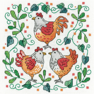 Three French Hens Cross Stitch Kit