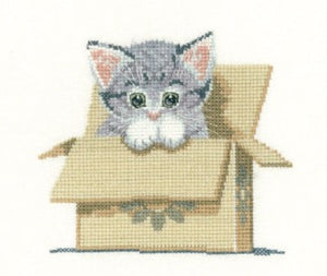 Cat in Box Cross Stitch Kit