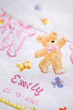 Load image into Gallery viewer, Birth Bear Cross Stitch Kit