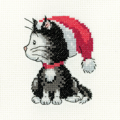 Black and White Christmas Kitten Cross Stitch Kit