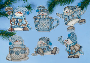 Cocoa Snowmen Ornaments Cross Stitch Kit