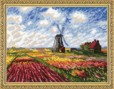 Tulip Fields (Monet) Cross Stitch Kit