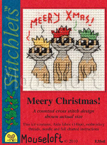 Meery Christmas (Meerkats)  Stitchlets Christmas Card Cross Stitch Kit