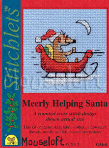 Meerly Helping Santa Stitchlets Christmas Card Cross Stitch Kit