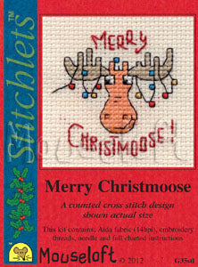 Merry Christmoose Stitchlets Christmas Card Cross Stitch Kit