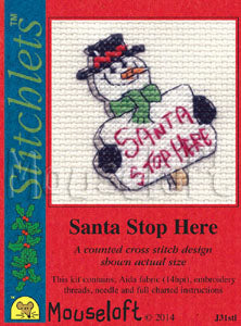 Santa Stop Here Stitchlets Christmas Card Cross Stitch Kit