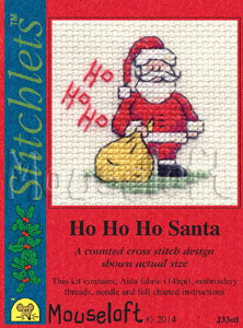 Ho Ho Ho Santa Stitchlets Christmas Card Cross Stitch Kit