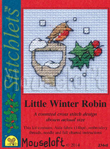 Little Winter Robin Stitchlets Christmas Card Cross Stitch Kit