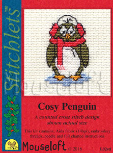 Cosy Penguins Stitchlets Christmas Card Cross Stitch Kit