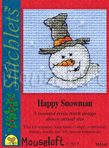 Happy Snowman Stitchlets Christmas Card Cross Stitch Kit