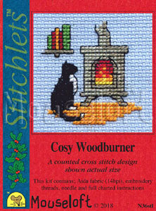 Cosy Woodburner Stitchlets Christmas Card Cross Stitch Kit