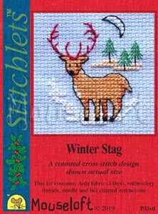 Winter Stag Stitchlets Christmas Card Cross Stitch Kit