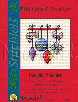 Dangling Baubles Stitchlets Christmas Card Cross Stitch Kit