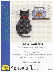 Cat and Goldfish Cross Stitch Kit