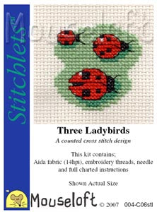 Three Ladybirds Cross Stitch Kit