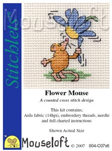 Flower Mouse Cross Stitch Kit