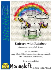 Unicorn with Rainbow Cross Stitch Kit